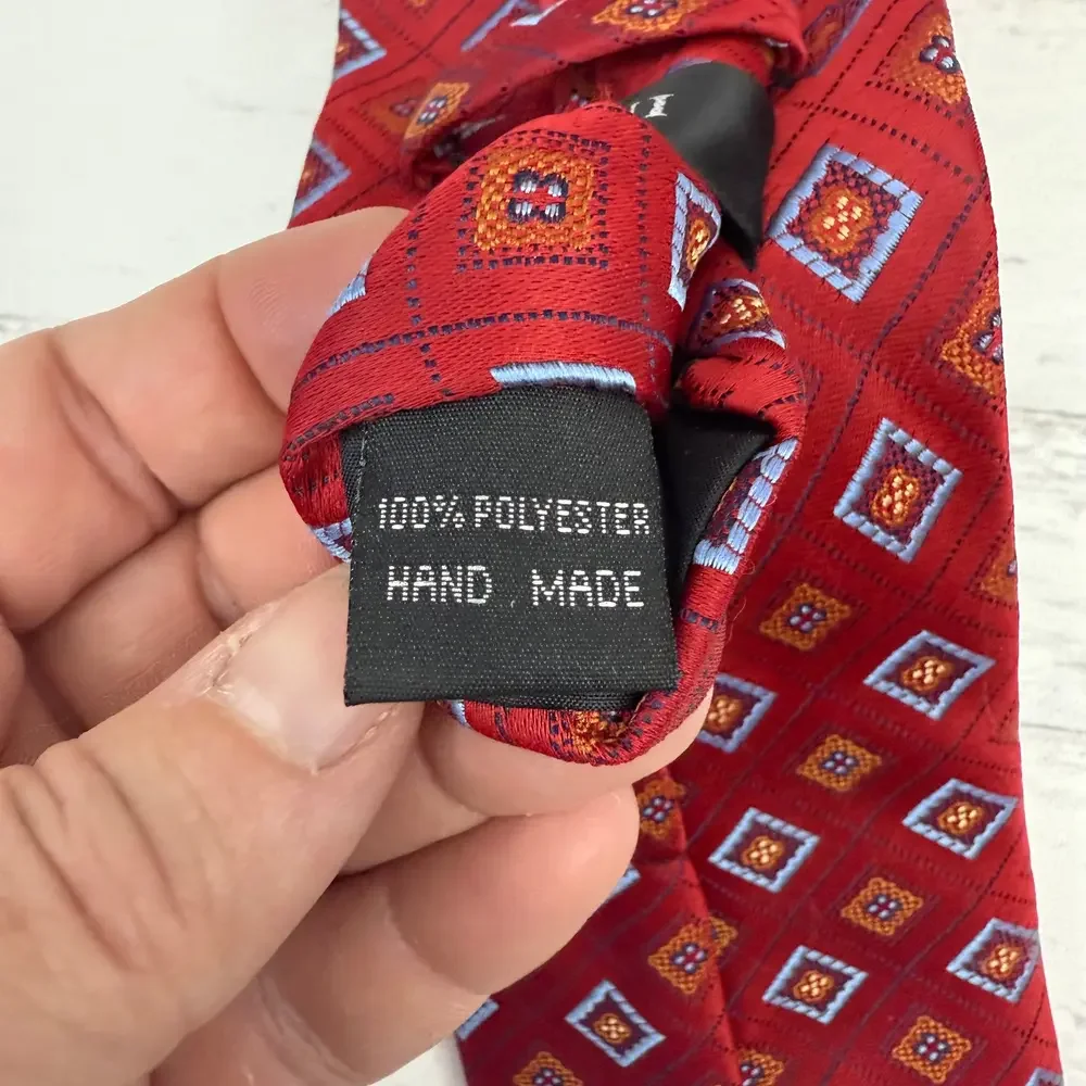 Bellini Men's Red Blue Orange Geometric Tie Business Casual Classic‎ Formal Chic
